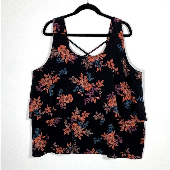 Torrid Black Floral Tiered Tank Top size 2 - Picture 2 of 12